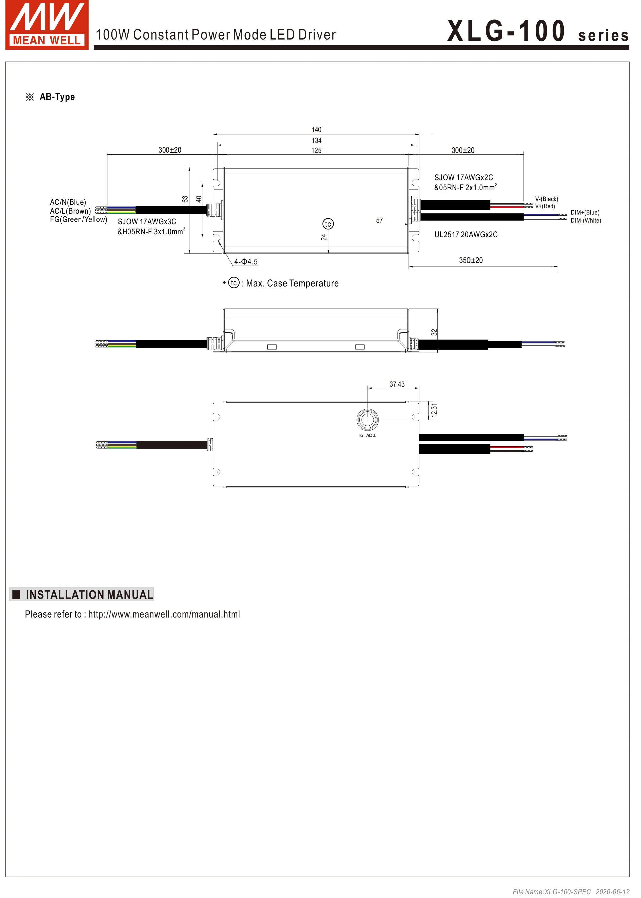 XLG-100-H L-A ab 100w led driver