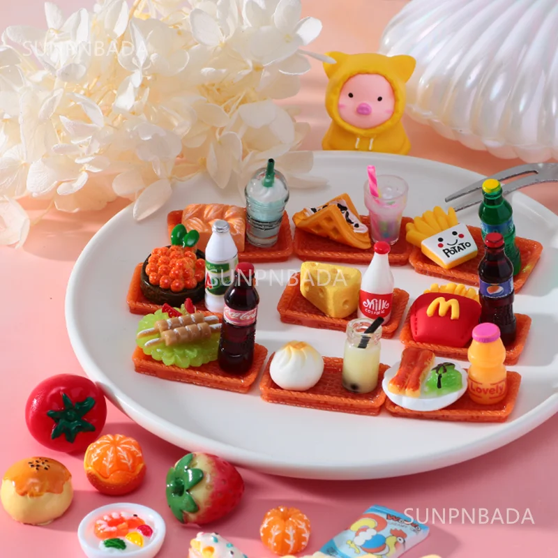 Cute Miniature Dollhouse Supermarket Food Snacks Mini Cake Wine Drink for Blyth Barbies BJD Doll Kitchen Accessories 6