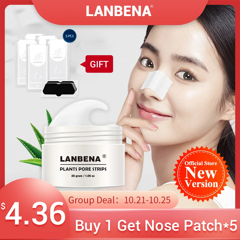 LANBENA Blackhead Remover Nose Mask Pore Strip Black Mask Peeling Acne Treatment Deep Cleansing Face Mask Oil Control Skin Care