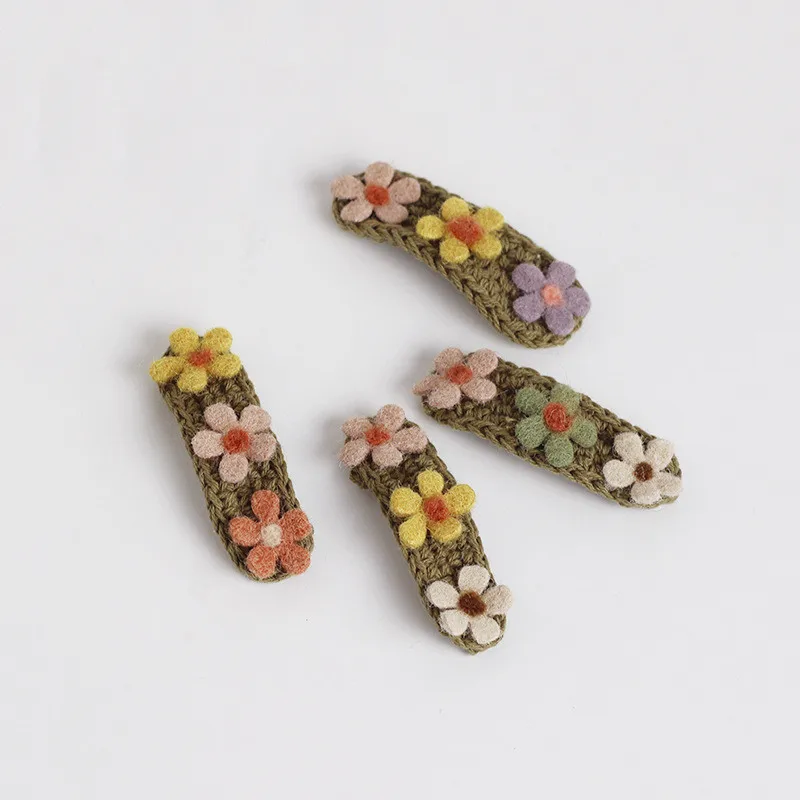 Корейский стиль, детские заколки для волос, вязаные цветы, BB заколки для девочек, детские боковые заколки для волос аксессуары
