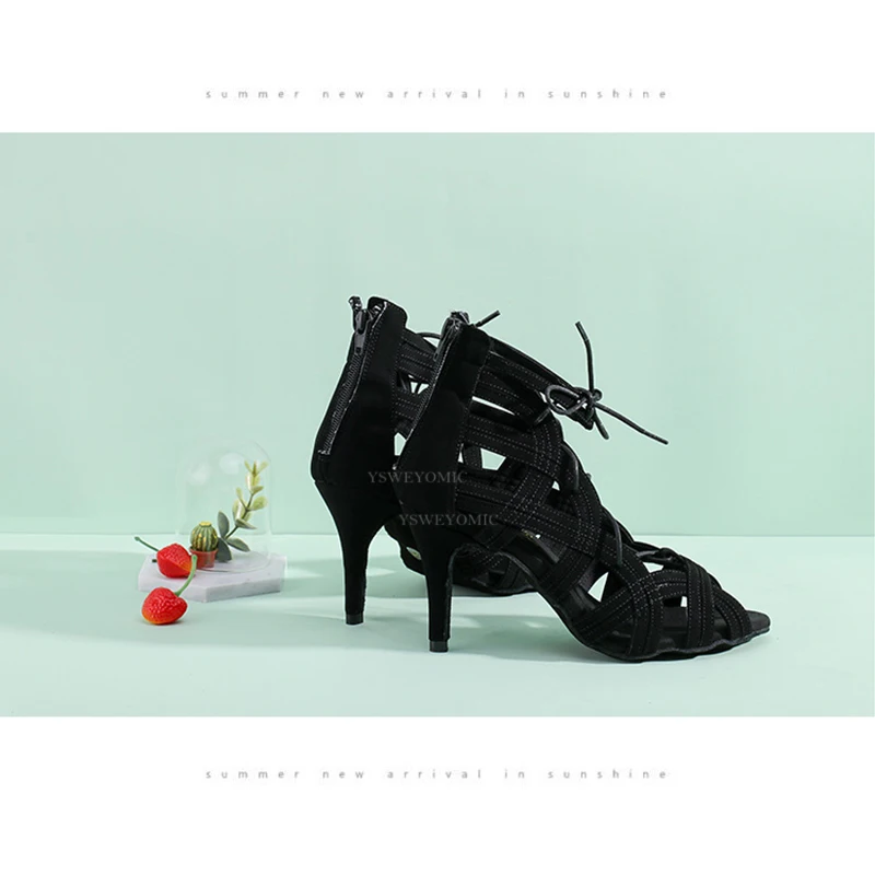 Women Latin Dance Boots Ladies Chacha Ballroom Dance Shoes Brown Black Red Suede Practise Comfortable Latin Salsa Dance Shoes