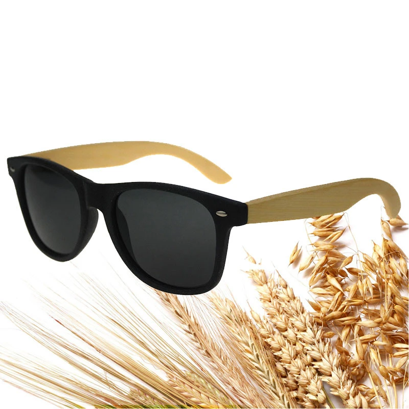 Dropshipping eco friendly reciclado degradable cuadrado de fibra de paja de trigo gafas de sol con Templo de madera de Bambú|De gafas de sol| - AliExpress