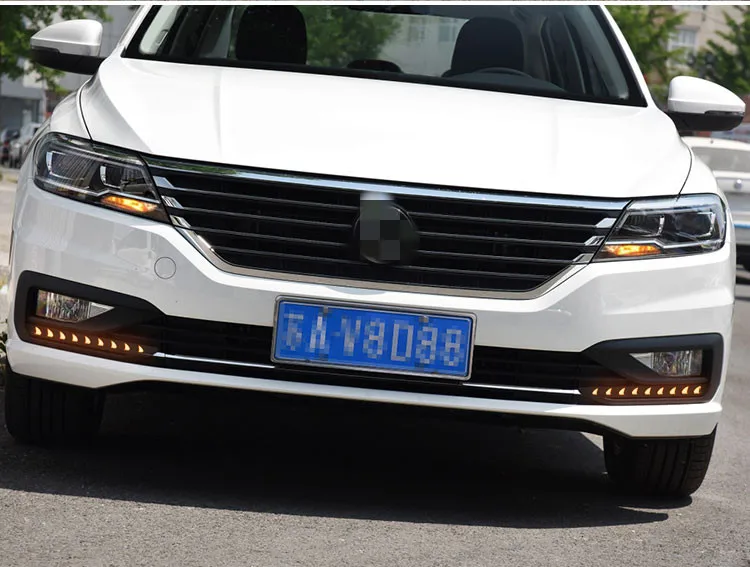 EOsuns led drl Дневной ходовой светильник для Volkswagen Lavida- с динамическим движущимся желтым поворотником и синим ночным светильник