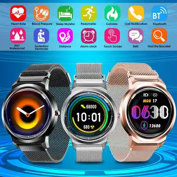 

1.3 Inch Smart Watch Metal Heart Rate Sleep IP67 Waterproof iOS Android Global Version Fitness Blood Pressure Smart Watch