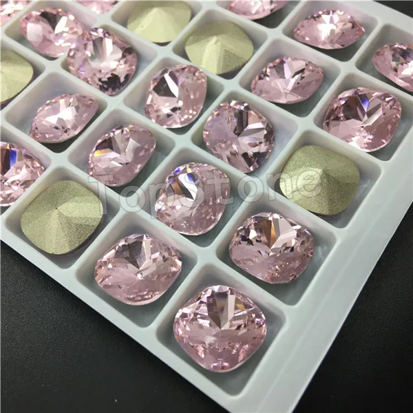Pink Topstone K9 стекло кристалл 8 мм 10 мм 12 мм Классический жир квадратный заостренные с обратной стороны Стразы высокое качество - Цвет: Pink