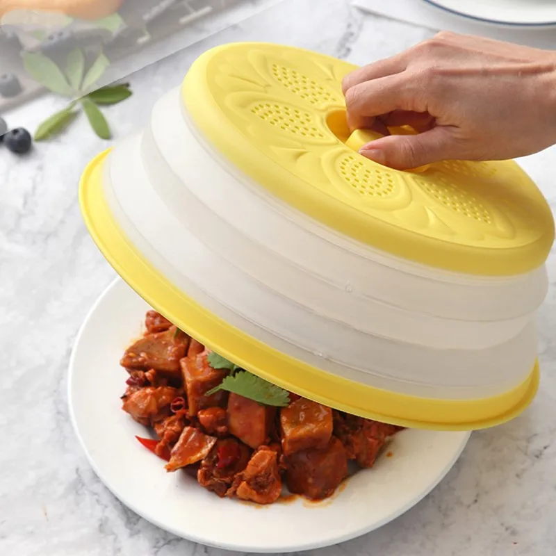 

Collapsible Microwave Ovens Cover Food Storage Fresh-keeping Cover Silicone Fruit Vegetables Colander Strainer Lid Drain Basket