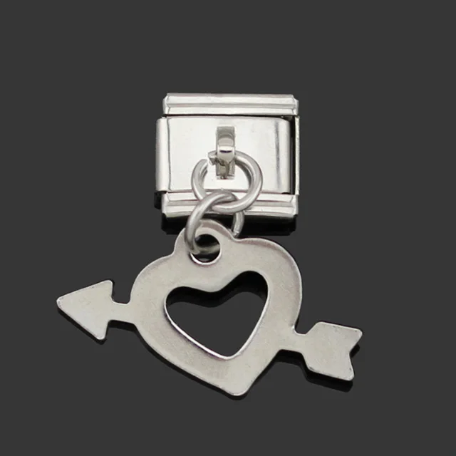 9mm Link Heart B Hapiship, 9 мм, 13 мм, ширина,, Маргаритка, кролик, обезьяна, рыба, сердце, итальянский шарм, подходит для браслета, нержавеющая сталь, изготовление ювелирных изделий DJ49 - Окраска металла: 9mm Link Heart B