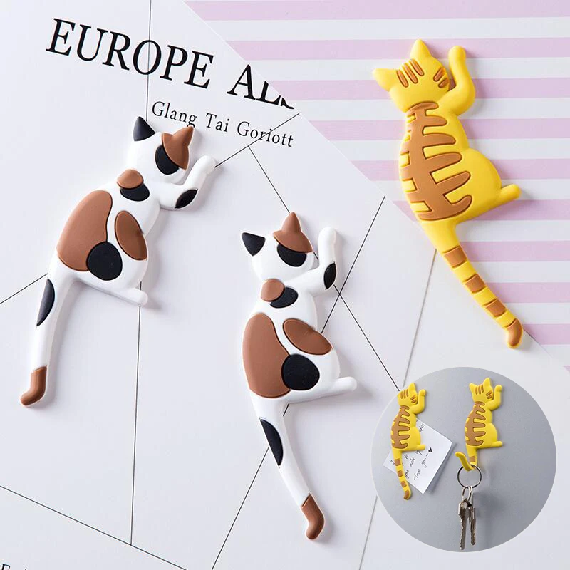 Creative Fridge Magnets Refrigerator Hook Fridge Magnet Hook Cat Shape Trinkets Scissors Office Keys