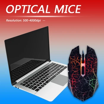 

Office Notebook Mice Mouse Pro Gamer 6 Buttons USB Wired Optical Mouse 4000DPI Adjustable Backlight Ergonomic Mice