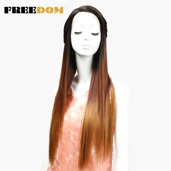 

FREEDOM Wigs Straight New Lace Front Wig Synthetic Hair 30" Ombre Blonde Color Heat Resistant Cosplay Wig Free Shipping