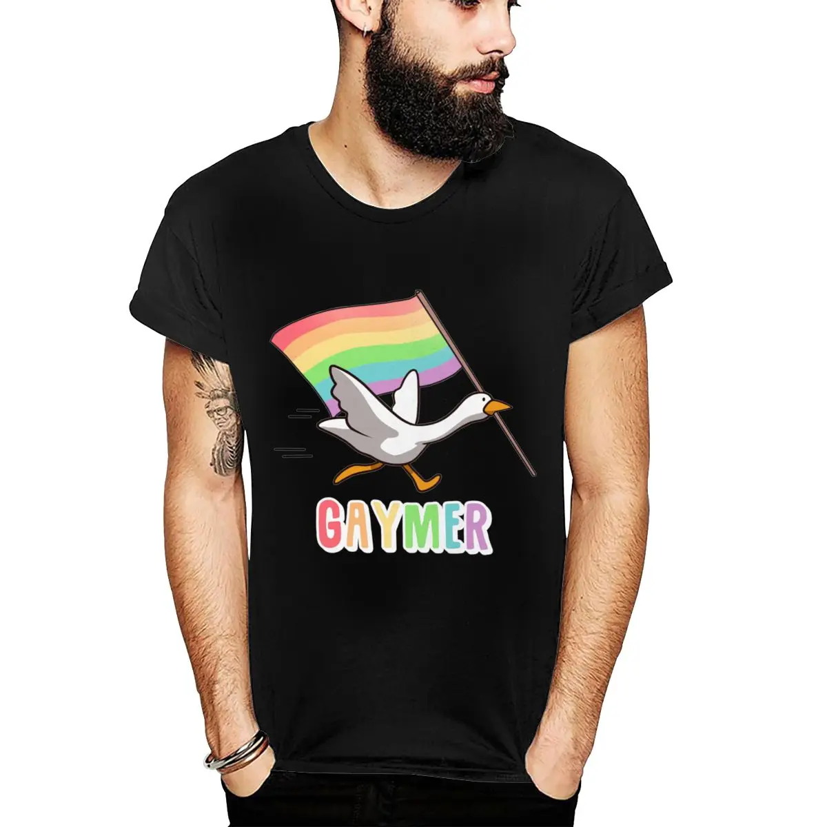 Футболка унисекс с круглым вырезом забавная футболка надписью nettled Goose Game Gaymer Gay