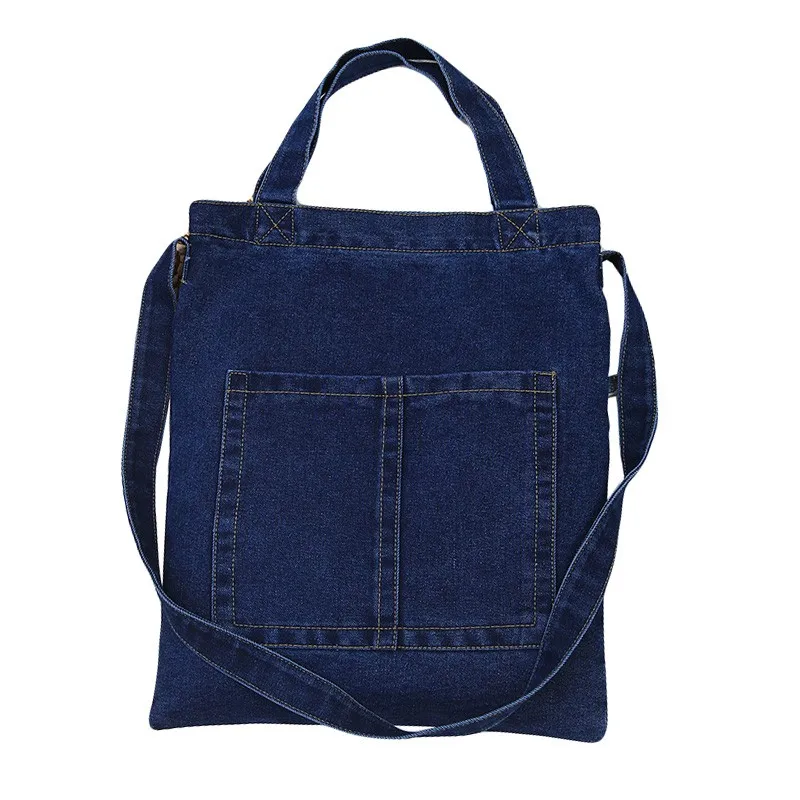 Женская Ретро однотонная Большая вместительная многоразовая хозяйственная сумка джинсовая сумка через плечо складные сумки для Покупок