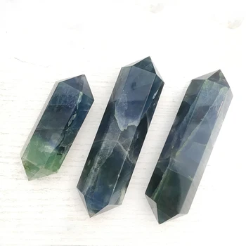 

Big Size Natural Blue Fluorite Wand Double Points Herkimer Crystal Prism Healing Crystal Stone Pillar For Home Decoration Gifts