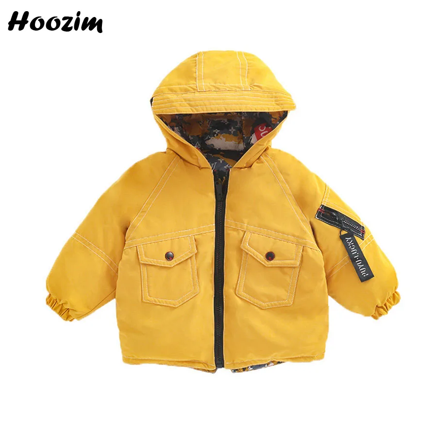 

2019 Yellow Double Sided Jacket For Boys 2-8 Years Fashion Green Parka Children Winter Imitation Denim Camouflage Coat For Girls