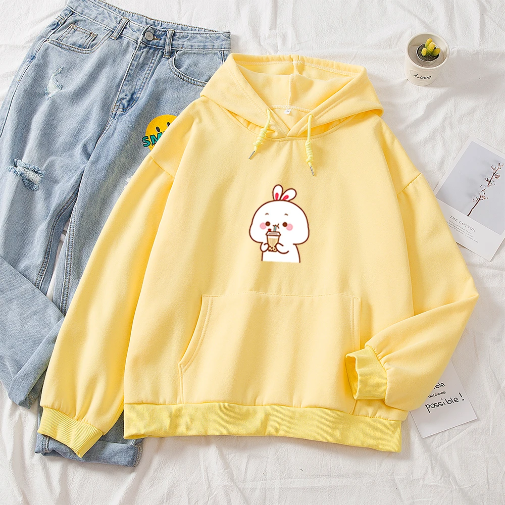 

Sweatshirt Women Fashion Oversized Hoodies Womens Rabbit Print Clothes Pink Winter Harajuku Clothing Cotton Hoodie