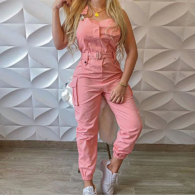 2020 Sexy Solid Spaghetti Strap Jumpsuit Women Strapless Pockets Rompers Summer Casual High Waist Romper Plus Size SJ6483Y 2020 Sexy Solid Spaghetti Strap Jumpsuit Women Strapless Pockets Rompers Summer Casual High Waist Romper Plus Size SJ6483Y
