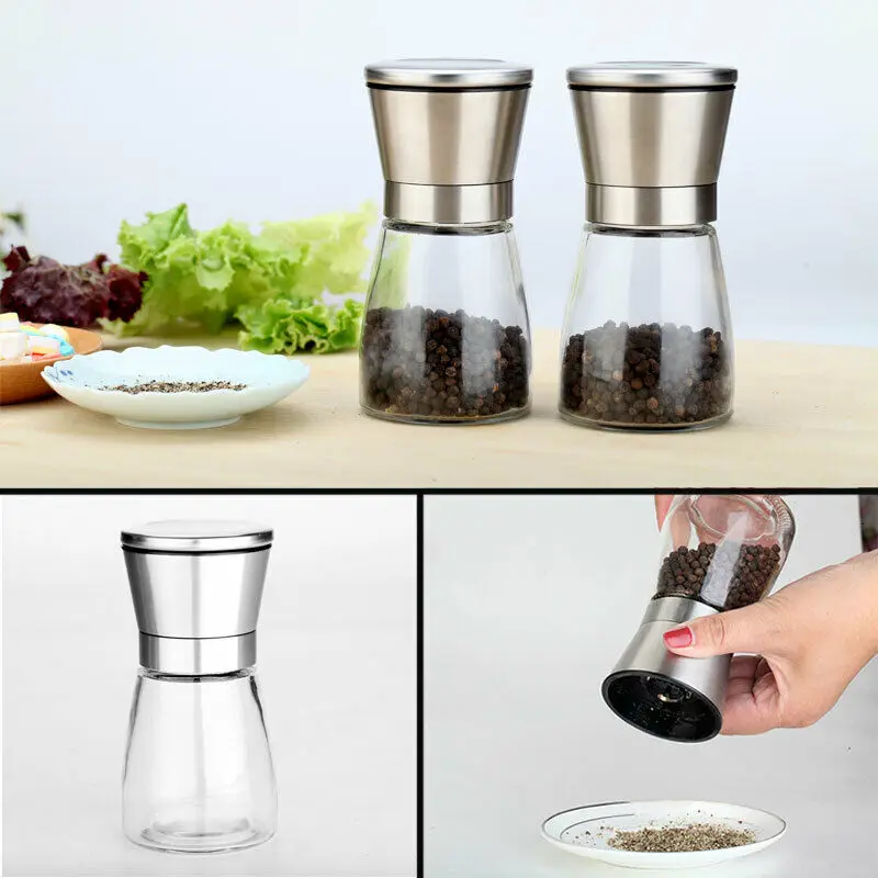 

Hot Sales Fashion Design Stainless Steel Manual Salt & Pepper Mill Herb Spice Grinder Hand Shaker Set