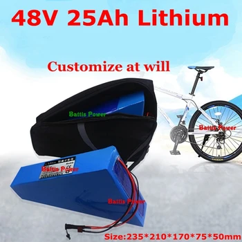

48v 25ah Triangle Lithium Ion Battery BMS 18650 Li Ion for 2000w 1500w Bike Ebike Scooter Kit Bicycle + 3A Charger + Bag