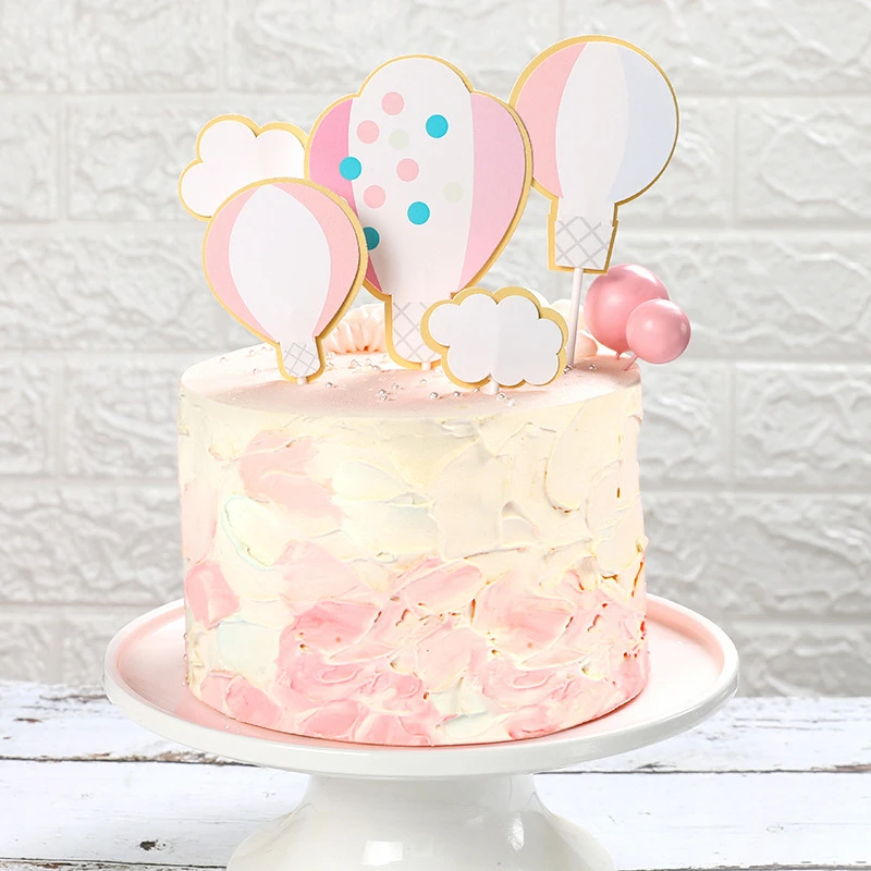 Ins Hot Air Balloon Happy Birthday Cake Topper Clouds Birthday Cupcake Topper Supplies For Baby Birthday Party Cake Decorations Cake Decorating Supplies Aliexpress