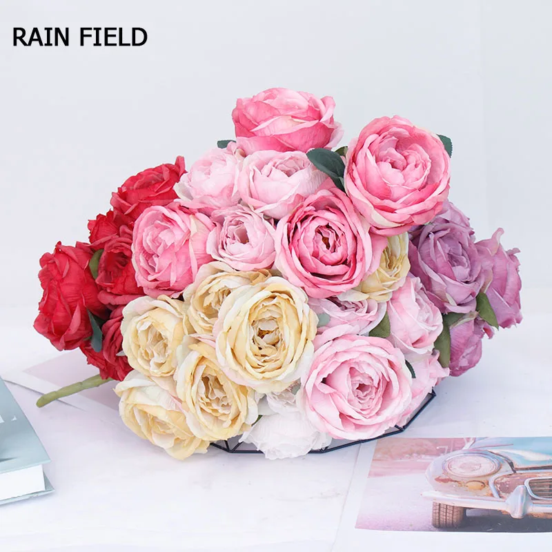 

7 Big Heads Rose Swan Rose Artificial Flower for Decoration for Wedding Silk Fake Flower Home Family Party Decorative Flower