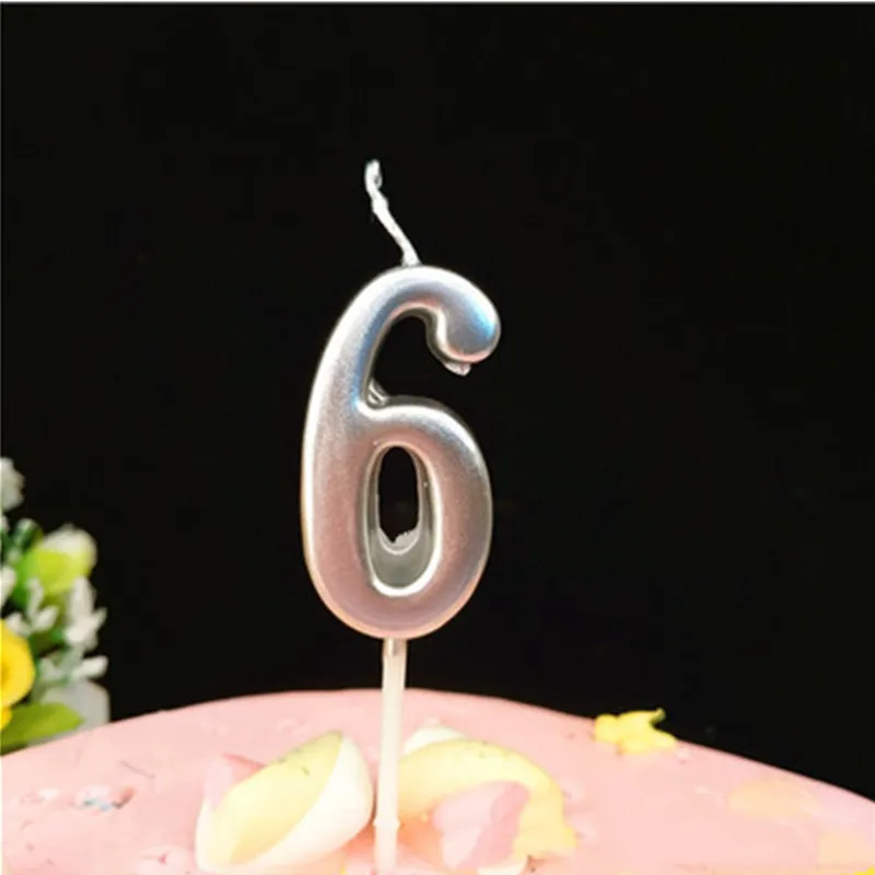 1 шт серебряные золотые свечи для дня рождения украшения для детей и взрослых 0-9 цифры свечи для торта кекс Топпер вечерние принадлежности