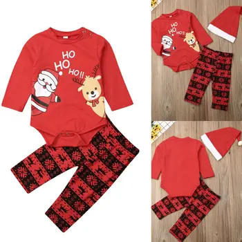 

3pcs Newborn Infant Baby Girl Outfits Clothes Romper Bodysuit Pants Hat Set Cute
