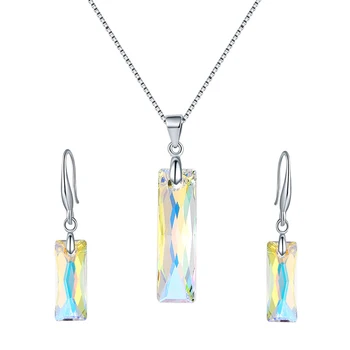 

BAFFIN Queen Baguette Pendant Jewelry Sets Crystals From Swarovski Necklace Dangle Earrings For Women Wedding Statement Jewelry