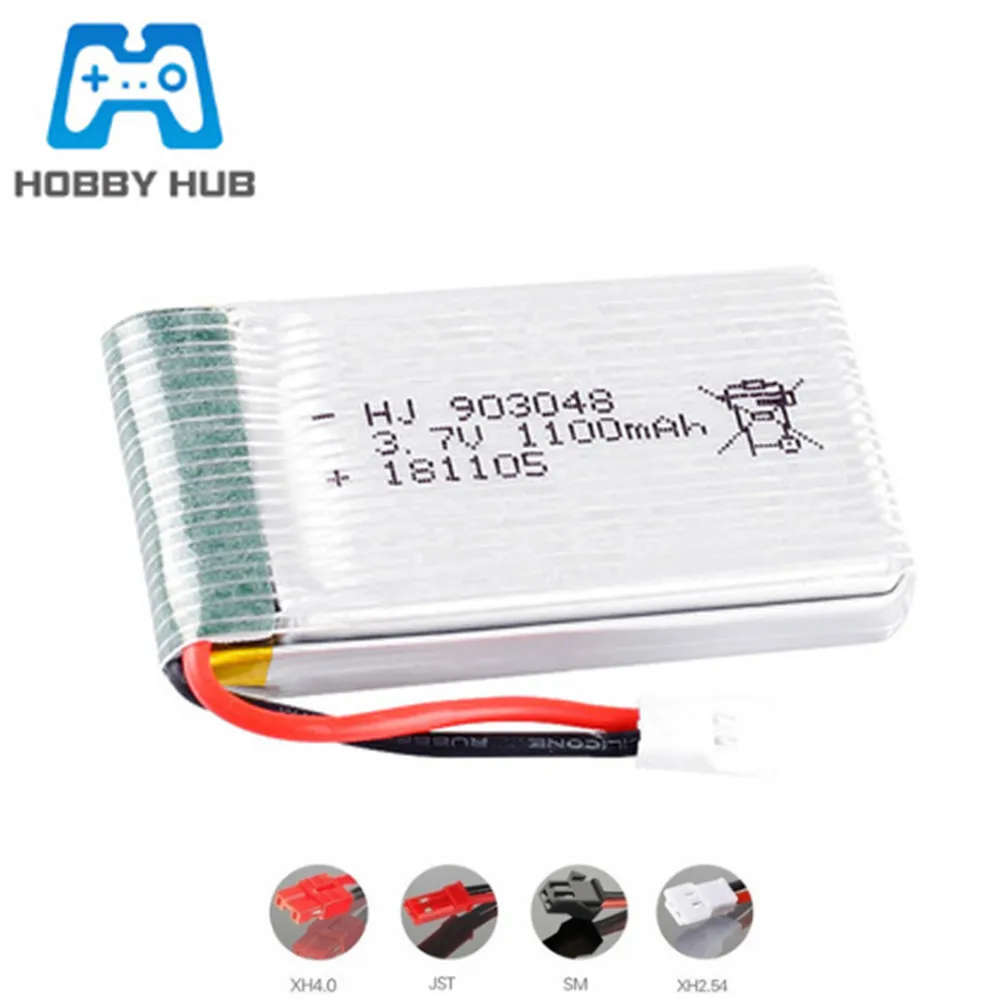 3.7V 1100Mah 20C Lipo Battery For Syma X5C X5Sc X5Sw T04 F28 859B Rc Drone Spare Parts Batteries Li-Po 3.7V 903048 Xh2.54 Plug