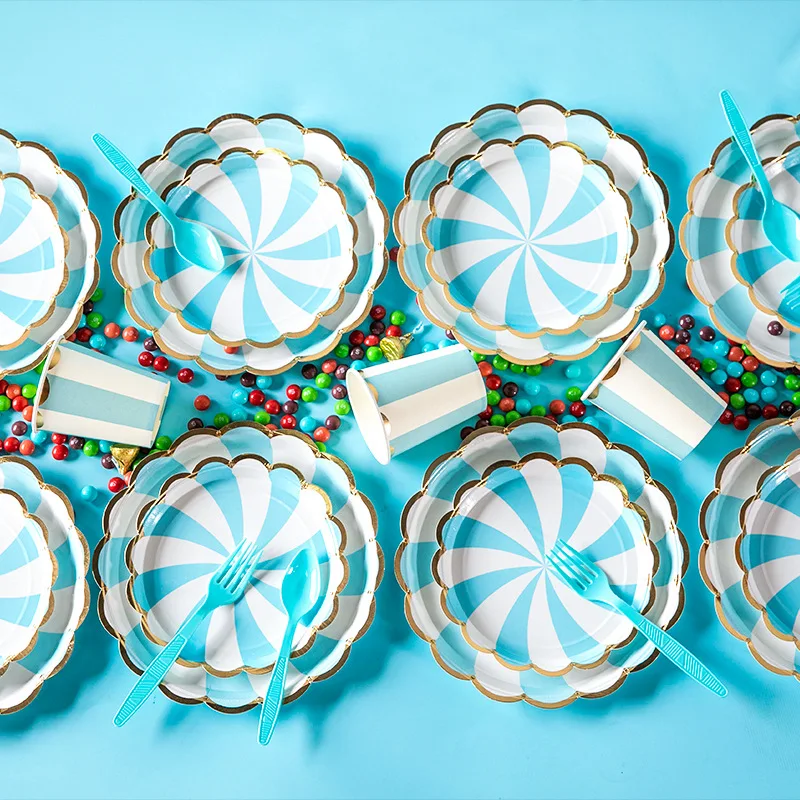 Disposable Cake Plate Rainbow Colorful Food Plate Dessert Plates for Birthday Wedding Party Afternoon Tea Party Decor Supplies