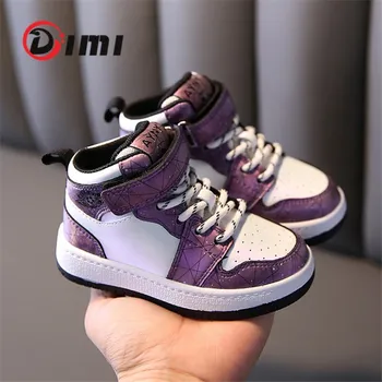 

DIMI Autumn/Winter Baby Shoes Microfiber Leather Infant Boy Girl Toddler Shoes High Top Rubber Bottom Non-slip Kids Sneakers