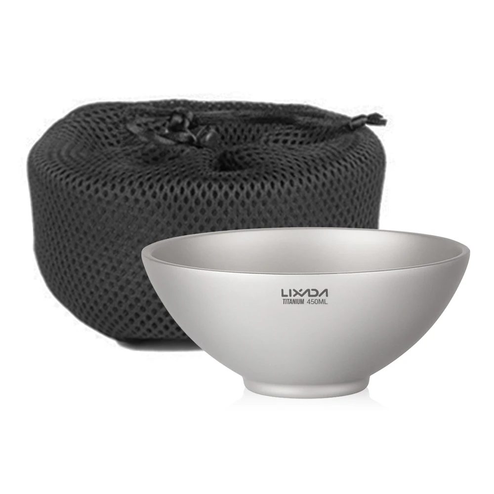 Tigela para Casa Acampamento ao ar Lixada Titânio Dupla Parede Jantar Livre Mochila Piquenique 250 ml - 450 6 Lixada 250 ml 450 ml titânio dupla