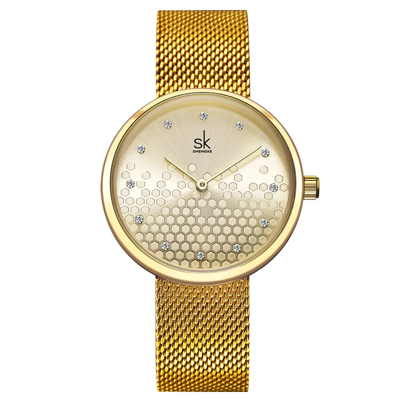 

SHENGKE Women Watch Top Brand Luxury 2020 Rose Gold Mesh Band Watch Windproof and waterproof relogio Quartz Wristwatches