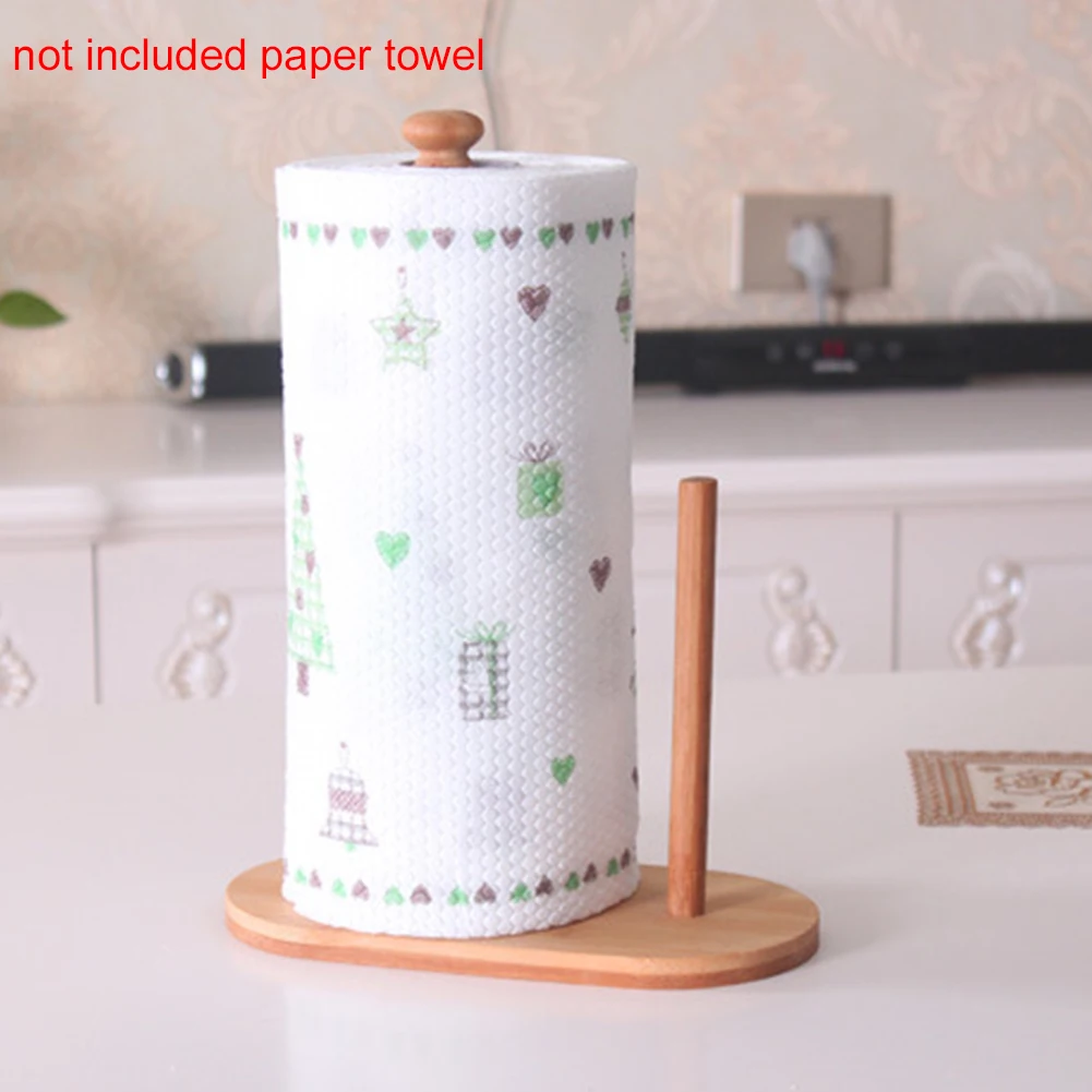 Натуральный Бамбуковый рулон полотенца бумажная подставка счетчик Диспенсер держатель для хранения ткани