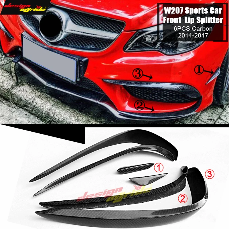 Для Mercedes W207 Canards передний бампер сплиттер спойлер из углеродного волокна для Benz E Class W207 подтяжка лица 2013- Sport Edition - Цвет: W207FP6PCSCB1417