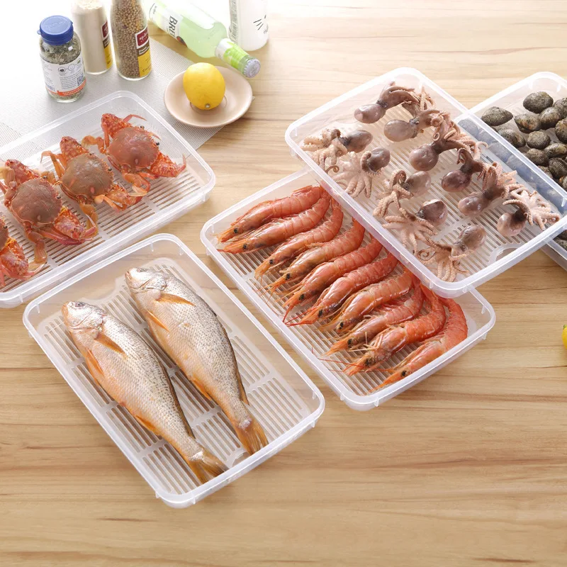 

Fresh Box Plastic Fish Box Seafood Cold Storage Freezing Vegetables Fridge Transparent Box Storage Box Fresh Box Egg Shelf