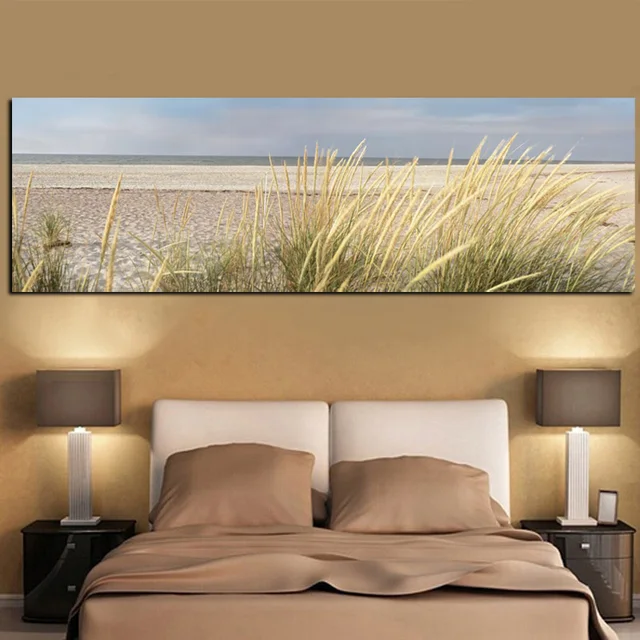 Sky Island Homokos Dűnék Farokfű Vászon Festmény Seascape Beach Táj Plakátok És Nyomatok Cuadros Fal Art Kép Otthoni Dekoráció