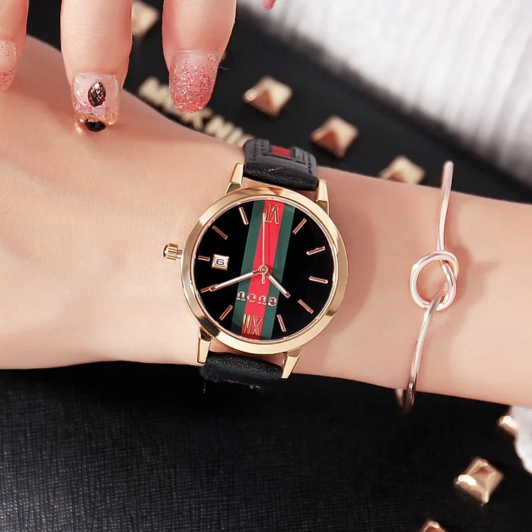 

Ancient Europe New Style Cool Dial Color Leather Watch Strap Ladies' Watch Calendar Display Watch