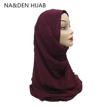 

1PC Hot sale Chiffon Long head muffler Islamic new scarf Ladies wrinkled wraps Women scarves Solid plain shalws Muslim hijab