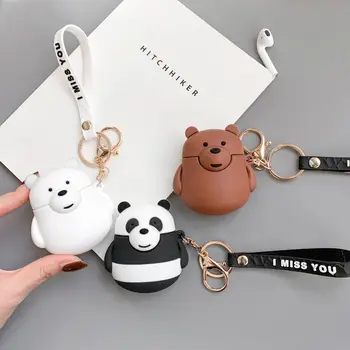 

For AirPods Case cartoon with Bear keychain Accessories Silicone Case Cute For Air pods 2 Bluetooth Earphone Protection Case