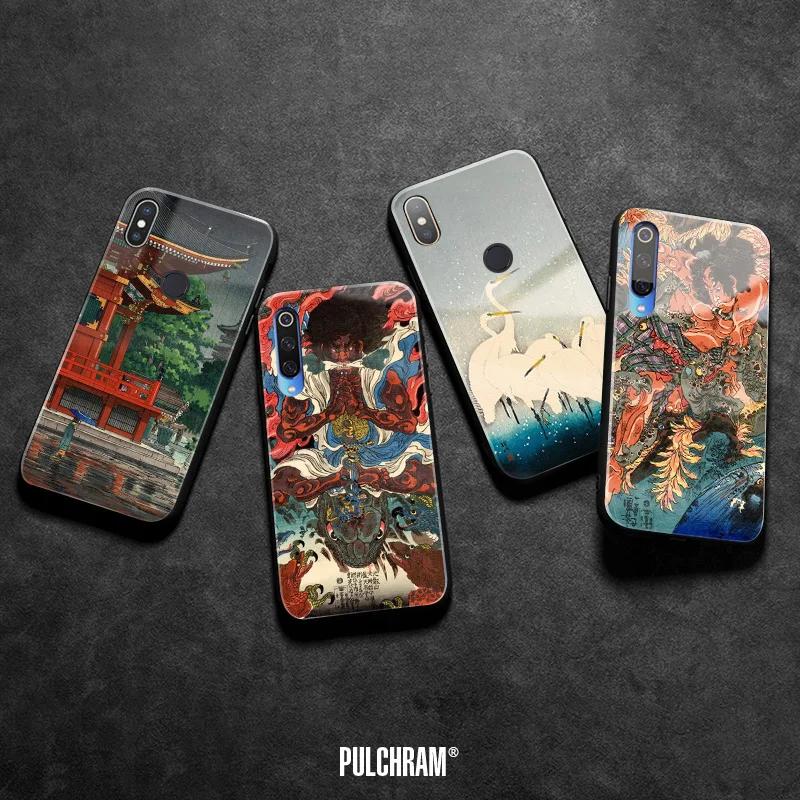 Мягкий силиконовый стеклянный чехол для телефона Ukiyo e в японском стиле Xiaomi mi 6 8 9 SE