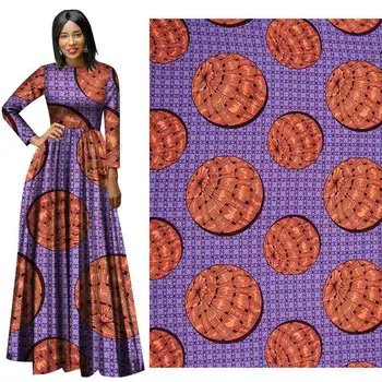 

2020 New Arrival African Purple Wax Print Fabric DIY Sewing Materials Polyester Ankara Nigerian Printed Wax Fabric