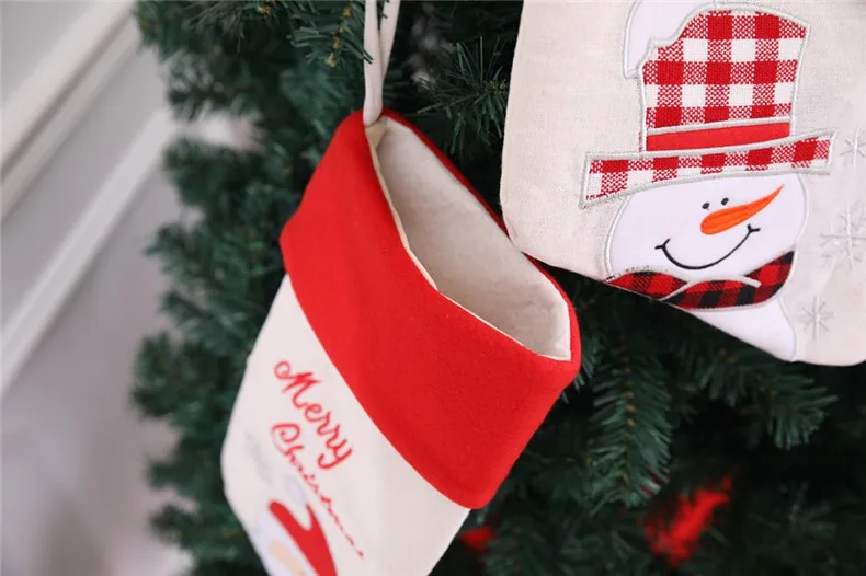 Рождественские носки-чулки с Санта-Клаусом и снеговиком, подвесные украшения с подвеской в виде елки, подарочные сумки для дома, новогодние вечерние украшения 62731