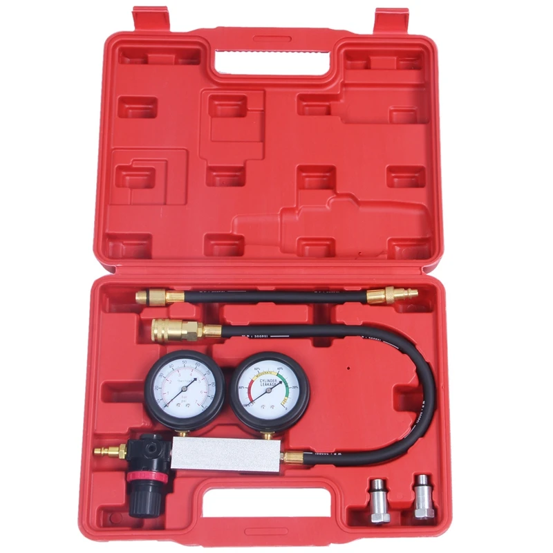 

Cylinder Tester Detector Engine Compression Leak-down Test Gauges Set & Red Case