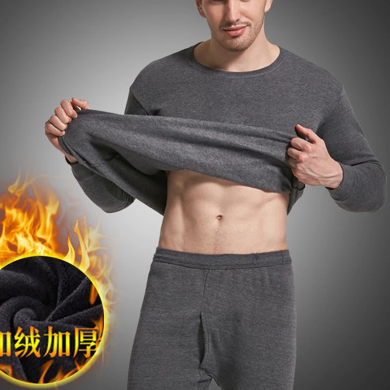 1Set Men Thermal Underwear Set Keep Warm Tops+Pants Ski Underwear Men Ski Suit Plus Cashmere Winter Thermal