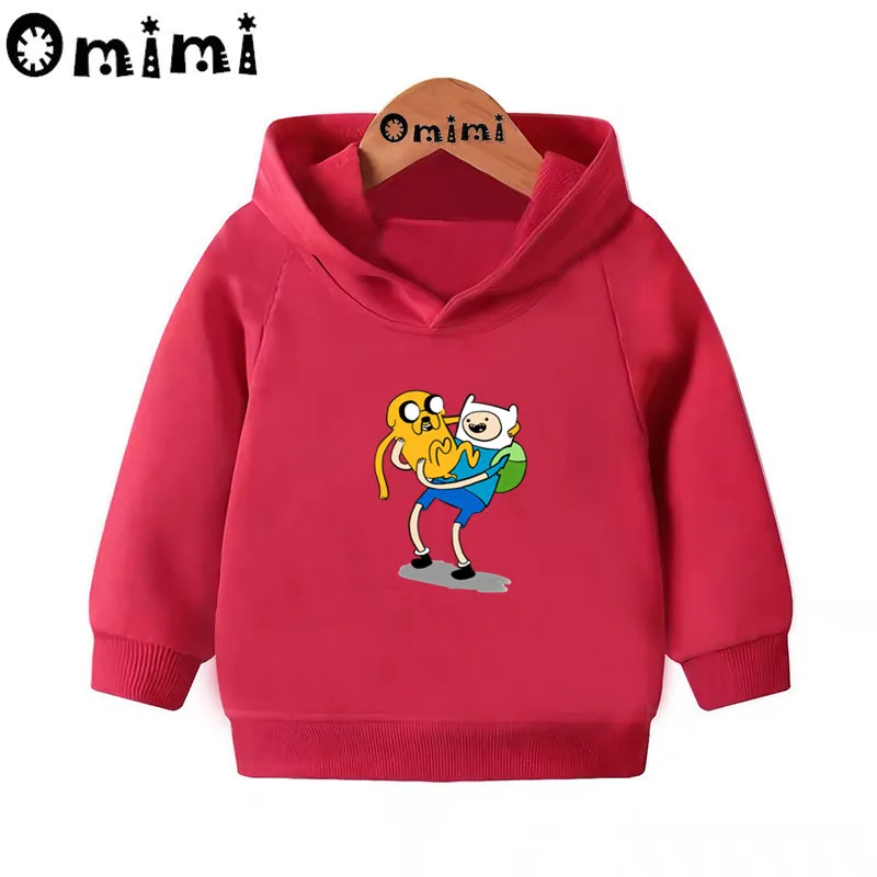 Adventure Time Finn& Jaker/забавные свитшоты; детские толстовки с капюшоном; крутой пуловер для малышей; топы для девочек и мальчиков; осенняя одежда; KMT5200 - Цвет: Red-5200D