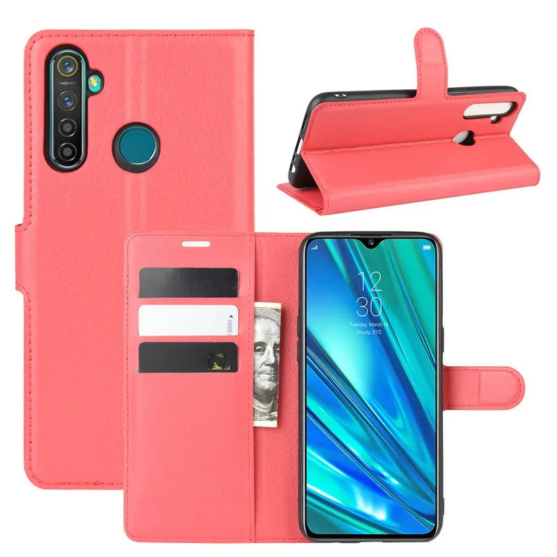 Кожаный чехол-книжка для Oppo Realme 5 Pro rmx267. чехол-книжка для Realme 5 RMX1911 для Realme Q. Чехол для телефона с подставкой