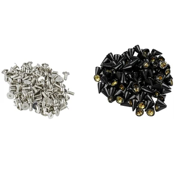 

100 x 10mm Cone Screws Rivets - Black