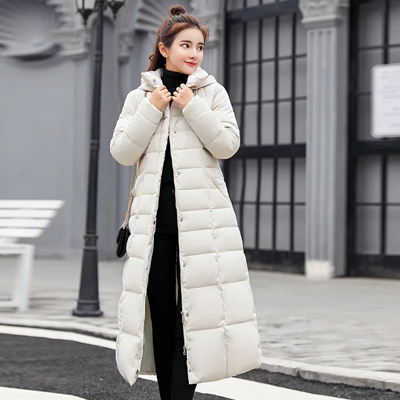 

Winter Warm Women Down Jacket Fur Collar Cotton Padded Thicken Ladies X-Long Overcoat Parkas Snow Windbreaker Female Outwears