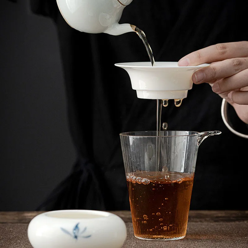 Hand Painted Butterfly Orchid Ceramic Tea Infuser Tea Maker Loose Leaf Spice Filter KungFu Strainer Ceremony Teaware