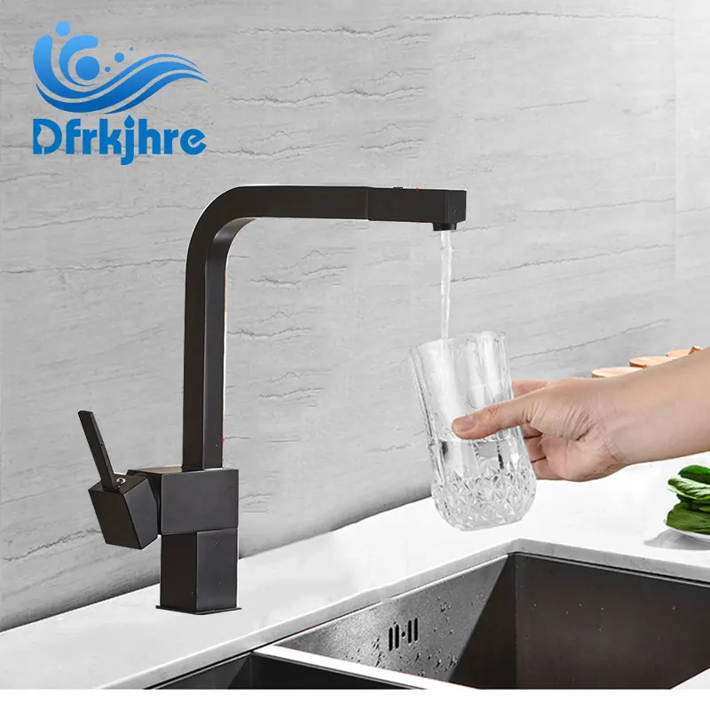Kitchen Faucet Black Sink Faucet Square Brass Faucet Bathroom Kitchen Sink Hot And Cold Water Mixers Deck Mounted Tap Kitchen Faucet Black Sink Faucet Square Brass Faucet Bathroom Kitchen Sink Hot And Cold Water Mixers Deck Mounted Tap